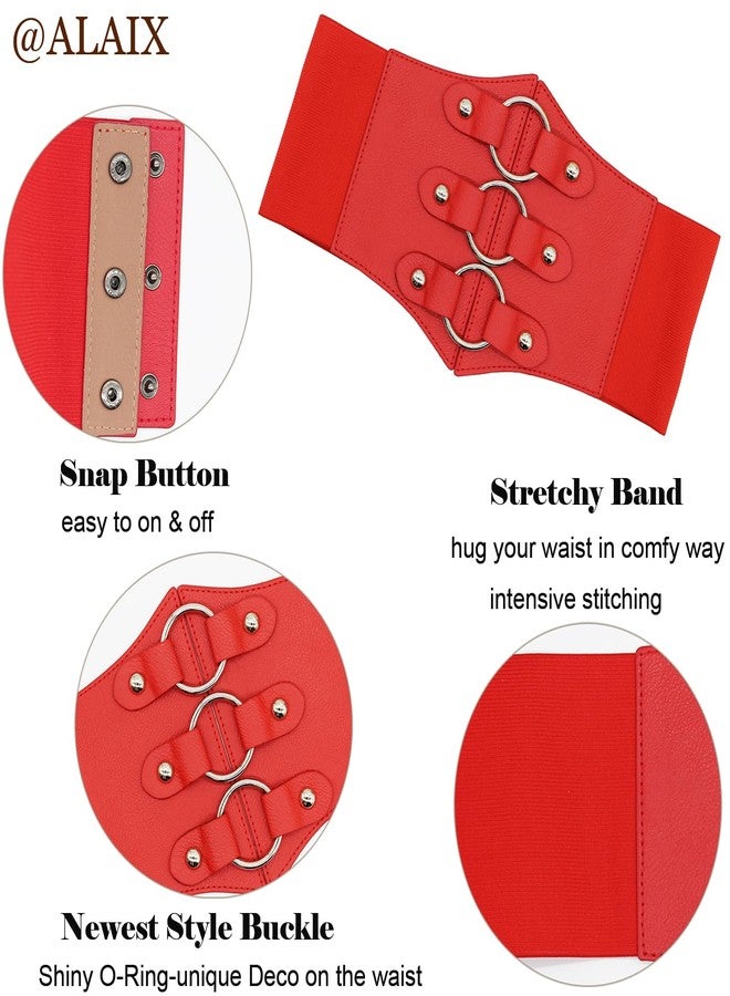 ALAIX Women's Corset Belt Extra Wide Stretchy Belts Elastic Waspie Waist Belts for Cosplay Halloween Costume Belts for Women - Image 4